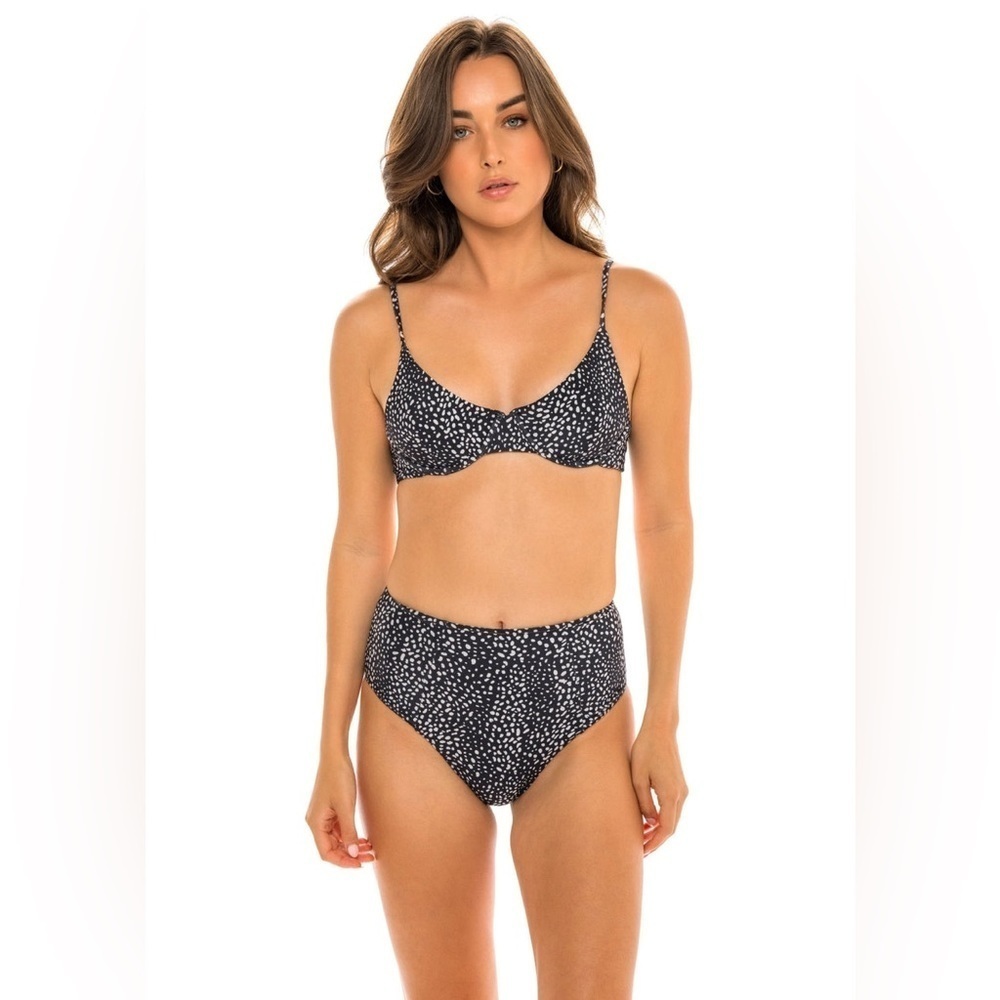 NWOT JMP The Label Laguna High Waist Bikini Bottom Size Medium New Black White